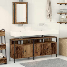 Berkfield Bathroom Vanity Units with Shelf 3 pcs Brown Engineered wood
