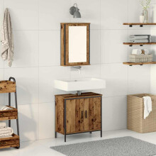 Berkfield Bathroom Furniture Set with Shelf 2 pcs Brown Engineered wood