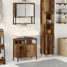 Berkfield Bathroom Furniture Set with Shelf 2 pcs Brown Engineered wood
