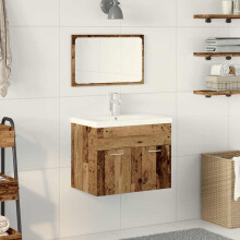 Berkfield Bathroom Furniture Set with Door 3 pcs Old Wood Engineered Wood