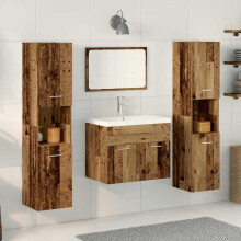 Berkfield Bathroom Furniture Set with Door 4 pcs Old Wood Engineered Wood