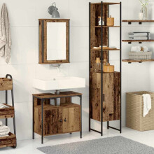 Berkfield Bathroom Furniture Set with Door 3 pcs Old wood Engineered wood