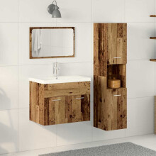 Berkfield Bathroom Furniture Set with Shelf 4 pcs Brown Engineered Wood
