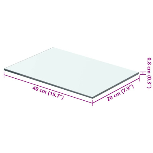 Berkfield Shelf Panel Glass Clear 40x20 cm 2