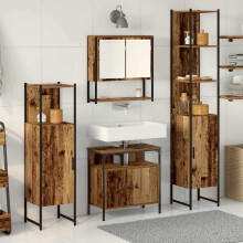 Berkfield Bathroom Furniture Set with Door 4 pcs Old wood Engineered wood