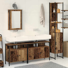 Berkfield Bathroom Furniture Set with Door 4 pcs Old Wood Engineered Wood