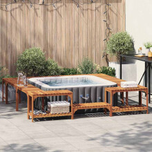 Berkfield Hot Tub Surround Brown 255 x 255 x 55.5 cm Solid Acacia Wood