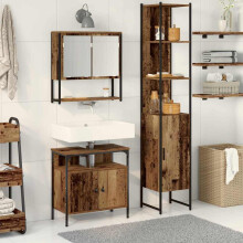Berkfield Bathroom Furniture Set with Door 3 pcs Old Wood Engineered Wood