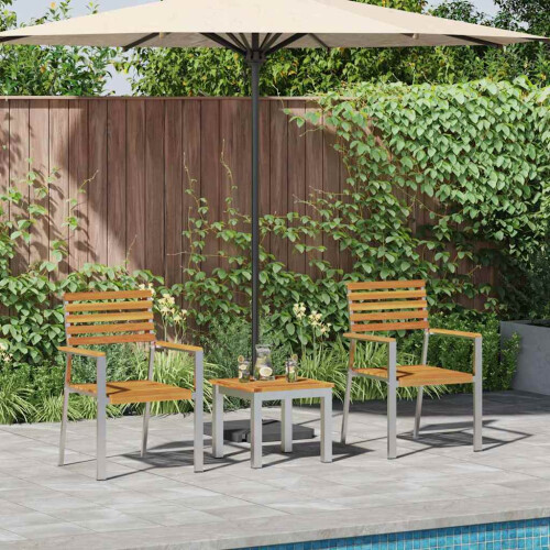 Berkfield Garden Dining Set 3 pcs Brown Solid Acacia Wood