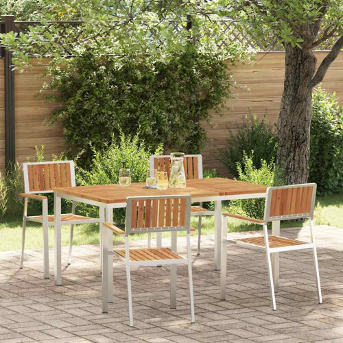 Berkfield Outdoor Dining Set 5 pcs Brown Solid Acacia Wood