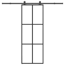 Berkfield Sliding Door with Hardware Set 76x205 cm ESG Glass&Aluminium