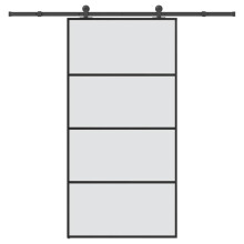 Berkfield Sliding Door with Hardware Set 102.5x205 cm ESG Glass&Aluminium