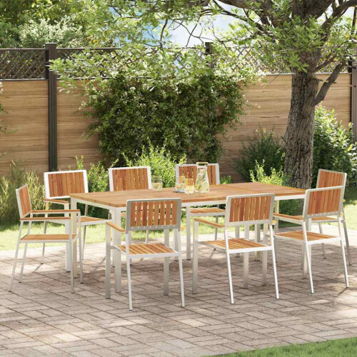 Berkfield Outdoor Dining Set 9 pcs Brown Solid Acacia Wood
