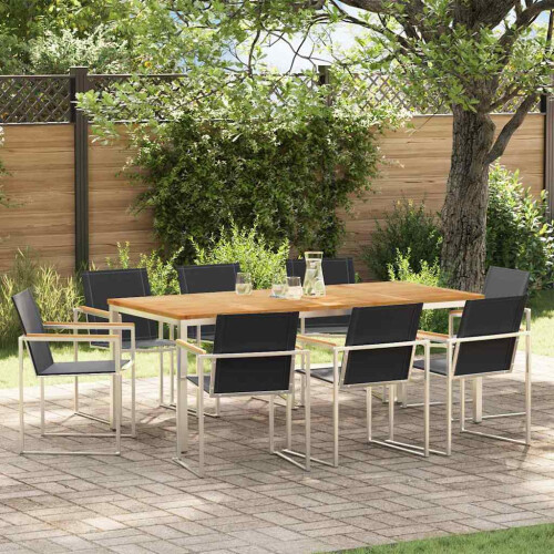Berkfield Garden Dining Set 9 pcs Brown Solid Teak Wood