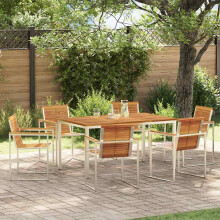 Berkfield Garden Dining Set 7 pcs Brown Solid Acacia Wood