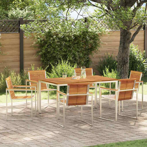Berkfield Garden Dining Set 7 pcs Brown Solid Acacia Wood