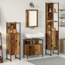 Berkfield Bathroom Furniture Set with Door 4 pcs Old wood Engineered wood