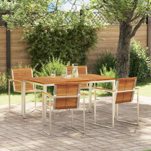 Berkfield Garden Dining Set 5 pcs Brown Solid Acacia Wood