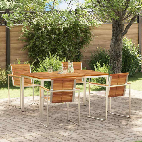 Berkfield Garden Dining Set 5 pcs Brown Solid Acacia Wood