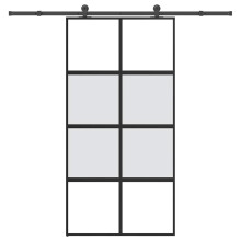 Berkfield Sliding Door with Hardware Set 102.5x205 cm Tempered Glass and Aluminium