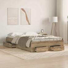 Berkfield Bed Frame with Drawer Artisan Oak 120 x 190 cm Engineered Wood