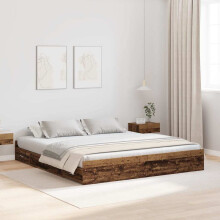 Berkfield Storage Bed Frame Old Wood 200 x 200 cm Engineered Wood