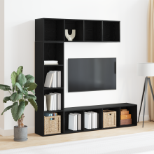 Berkfield Bookshelf 3 pcs Black Oak 36 x 30 x 143 cm Engineered Wood