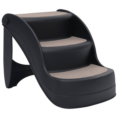 Berkfield Folding 3-Step Dog Stairs Black 1