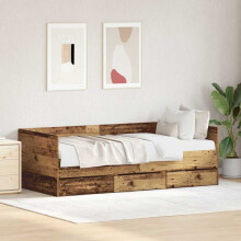 Berkfield Daybed with Headboard Old Wood 90 x 190 cm Engineered Wood