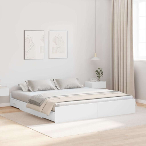 Berkfield Storage Bed Frame White 180 x 200 cm Engineered Wood