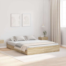 Berkfield Storage Bed Frame Sonoma Oak 150 x 200 cm Engineered Wood