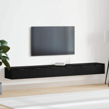 Berkfield Wall-mounted Cabinet 2 pcs Black Oak 102 x 30 x 20 cm