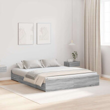 Berkfield Storage Bed Frame Grey Sonoma 140 x 200 cm Engineered Wood