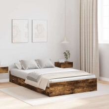 Berkfield Storage Bed Frame Smoked Oak 120 x 200 cm Engineered Wood