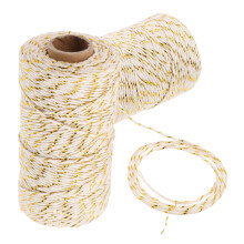 Thick Durable Cotton Cord and Metallic Twine for DIY Crafts, Bracelets, Gift Wrapping, Easy Knot Handling