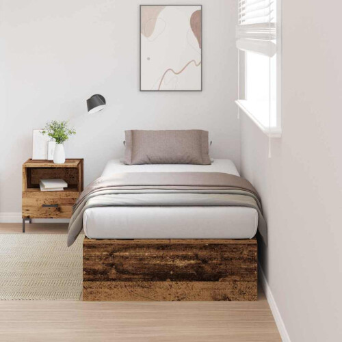 Berkfield Storage Bed Frame Old Wood 80 x 200 cm Engineered Wood