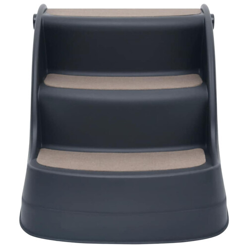 Berkfield Folding 3-Step Dog Stairs Dark Grey 2