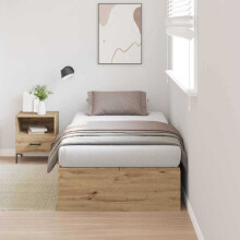 Berkfield Storage Bed Frame Artisan Oak 90 x 200 cm Engineered Wood