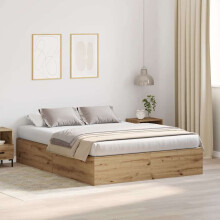Berkfield Storage Bed Frame Artisan Oak 150 x 200 cm Engineered Wood