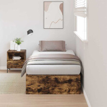 Berkfield Storage Bed Frame Smoked Oak 100 x 200 cm Engineered Wood