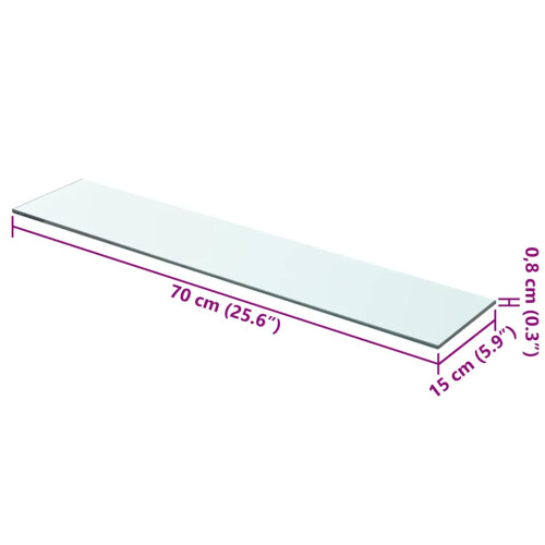 Berkfield Shelf Panel Glass Clear 70x15 cm 2