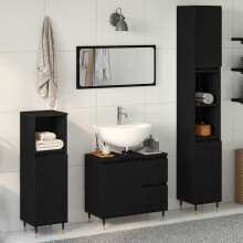 Berkfield Bathroom Furniture Set 3 pcs Black Oak 30 x 30 x 190 cm