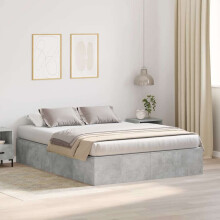 Berkfield Storage Bed Frame Concrete Grey 140 x 190 cm Engineered Wood