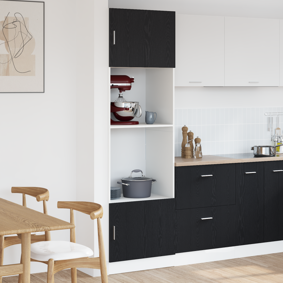 Berkfield Hanging Cabinet Black Oak 60 X 57 X 207 Cm Engineered Wood 3635266238729