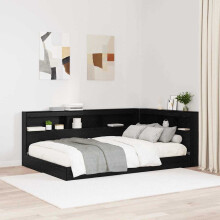 Berkfield Storage Headboard with Shelf Black Oak 120 cm Engineered Wood