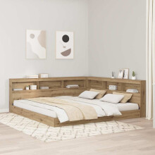 Berkfield Storage Headboard with Shelf Artisan Oak 200 cm Engineered Wood