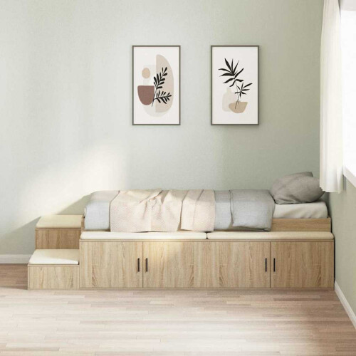Berkfield Storage Bed Frame with Storage Sonoma Oak 80 cm Engineered Wood