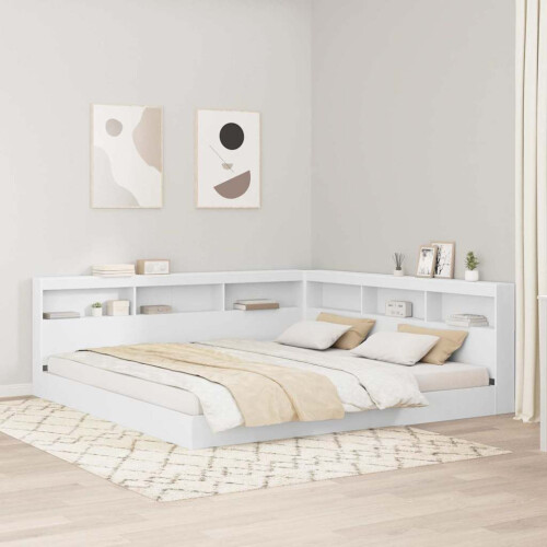 Berkfield Storage Headboard with Shelf White 200 cm Engineered Wood