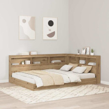 Berkfield Storage Headboard with Shelf Artisan Oak 140 cm Engineered Wood