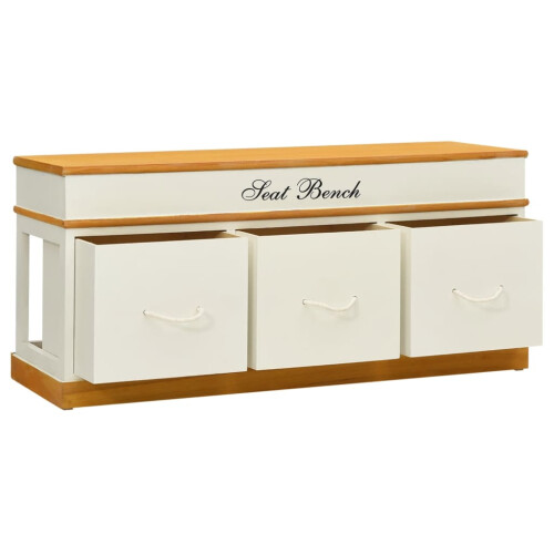 Berkfield Storage Bench Solid Paulownia Wood 100 cm 2